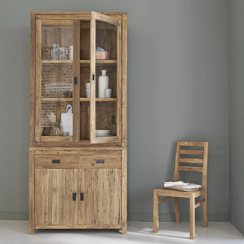 Vetrinetta in teak massello riciclato 100 cm