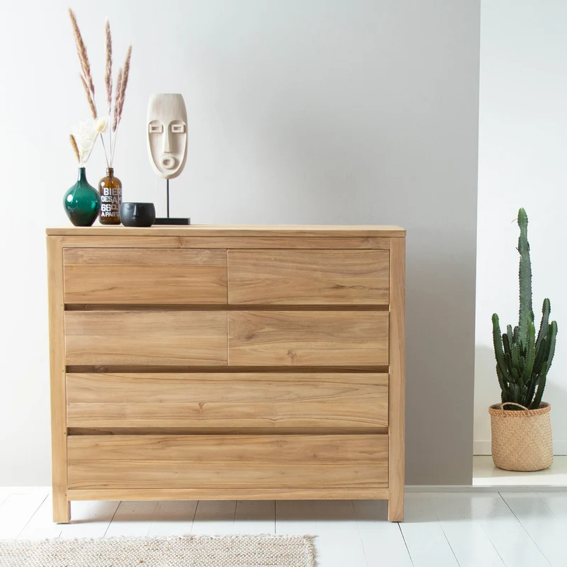Cassettiera in teak massello 120 cm