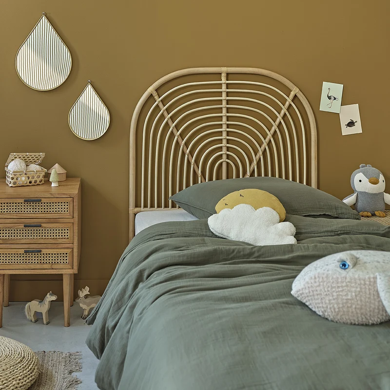 Testiera per bambini arrotondata in rattan 90 cm