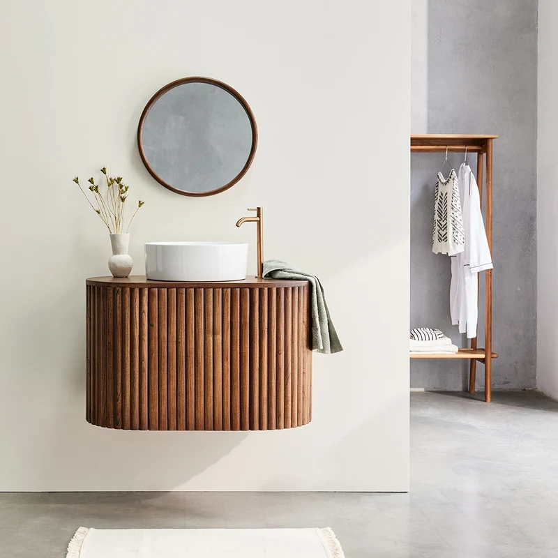 Mobile per lavabo sospeso in mindi massello 90 cm