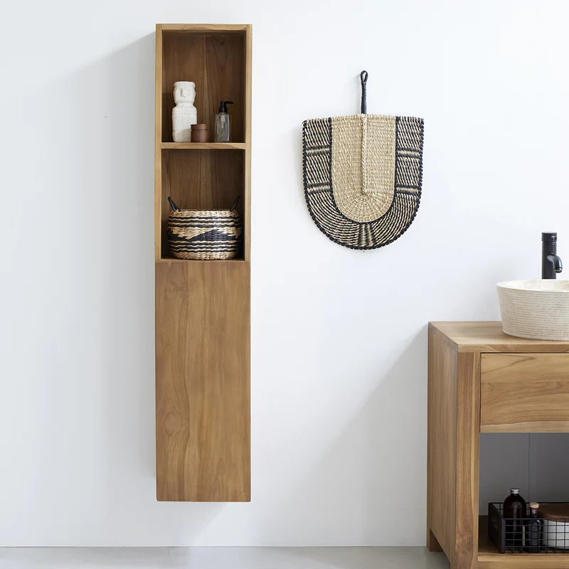Colonna da bagno in teak massello sospesa 150 cm