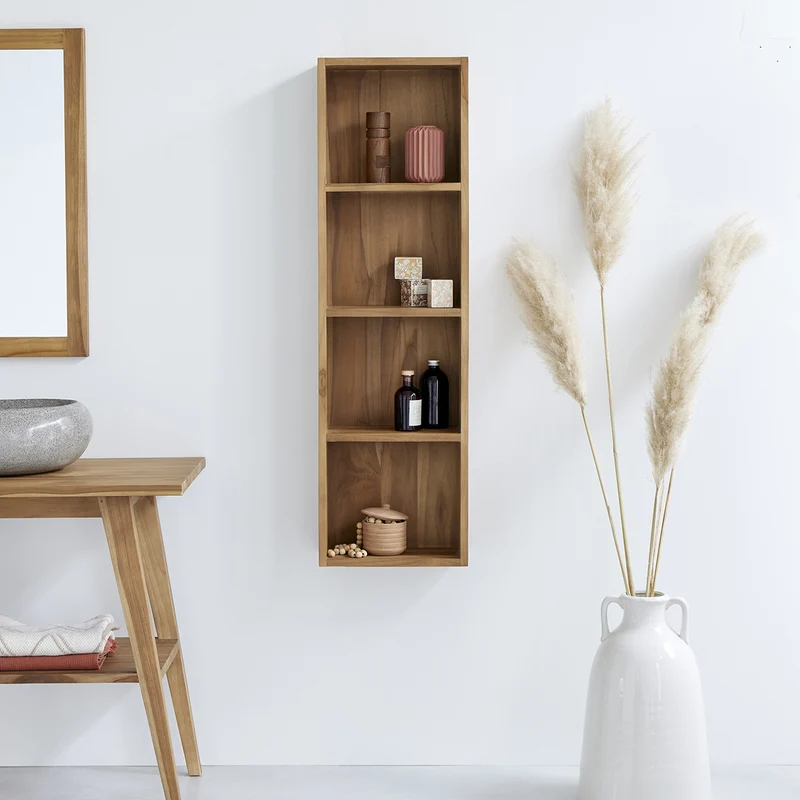 Colonna da bagno in teak massello sospesa 120 cm