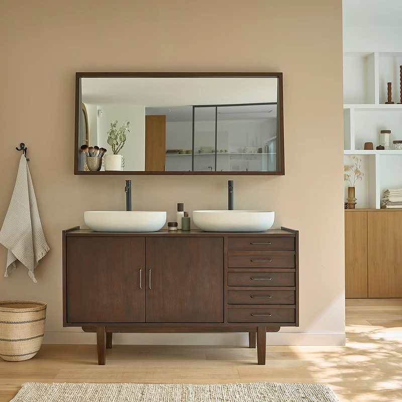 Mobile da bagno in mindi massello 135 cm cassetti