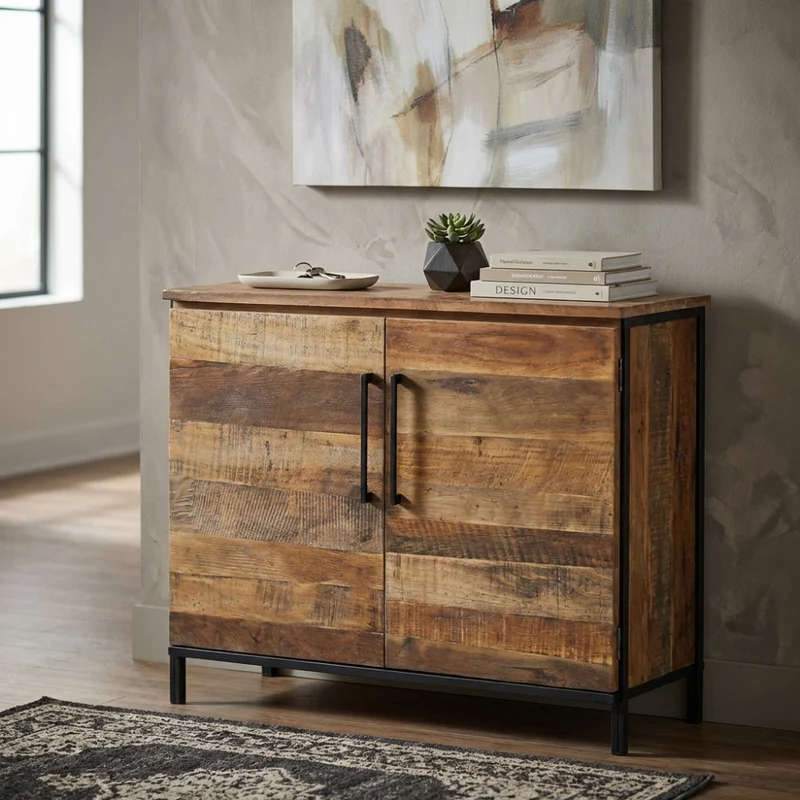 Credenza Braeden in Legno Massiccio e Metallo