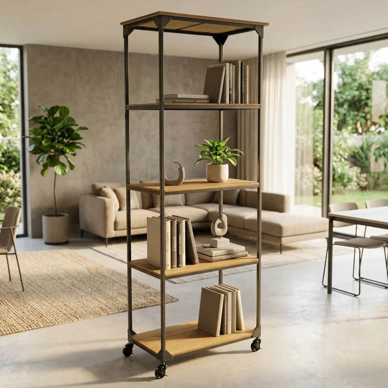 Libreria Britton in Acciaio e Legno