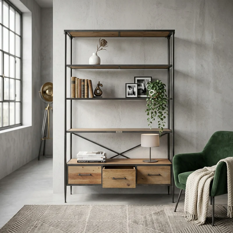 Libreria Delmar in Legno e Metallo Premium
