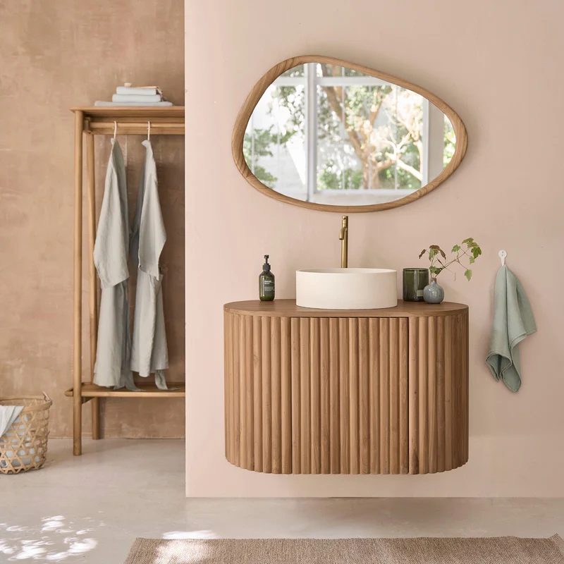 Mobile bagno in teak massello sospeso 90 cm