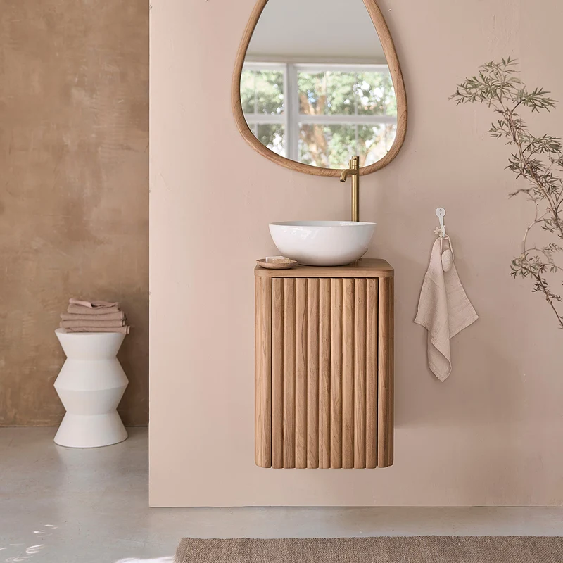 Lavabo sospeso in teak massello 40 cm