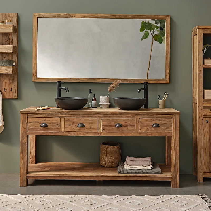 Mobile sottolavabo in teak massello riciclato 165 cm
