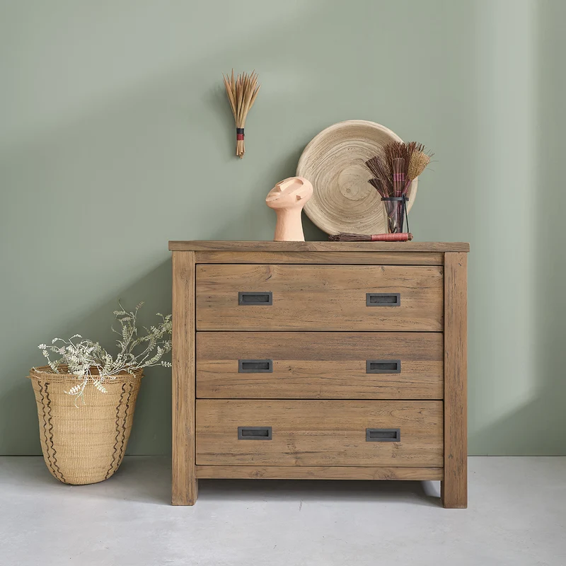 Cassettiera in teak massello riciclato 90 cm