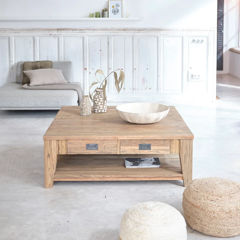 Tavolino in teak massello riciclato 120 cm