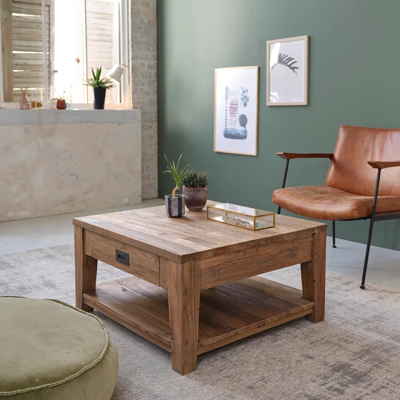 Tavolino in teak massello riciclato 80 cm