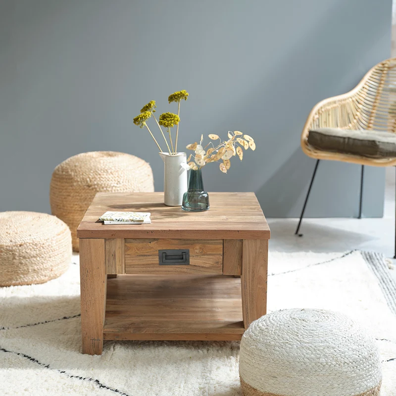 Tavolino in teak massello riciclato 60 cm