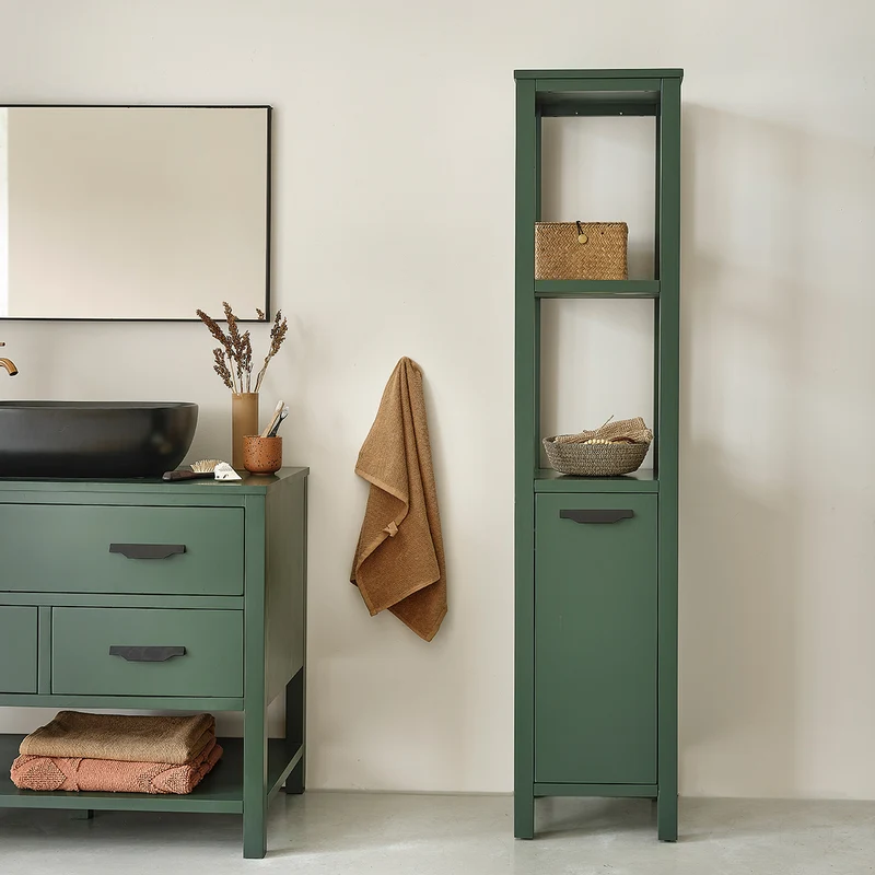Colonna bagno verde in legno di acacia 160 cm