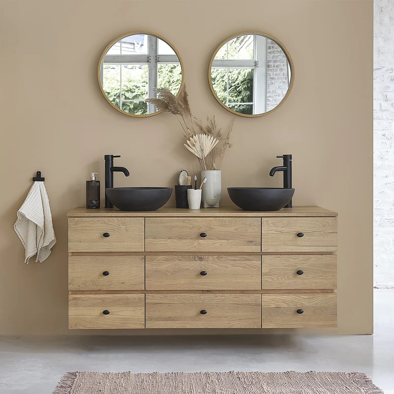 Mobile sottolavabo in rovere sospeso 140 cm