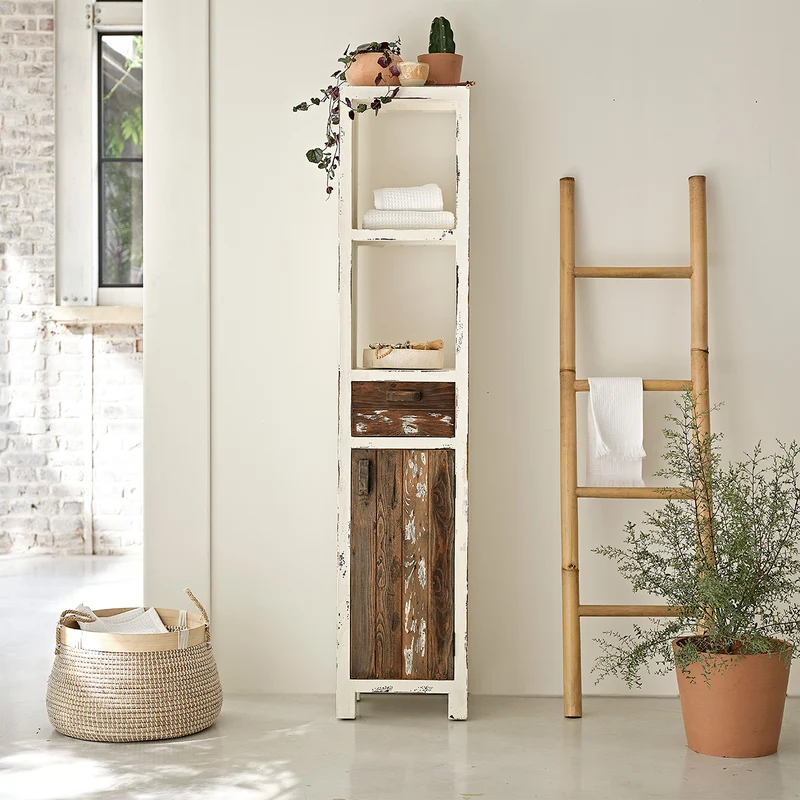 Colonna da bagno in legno massello riciclato 170 cm