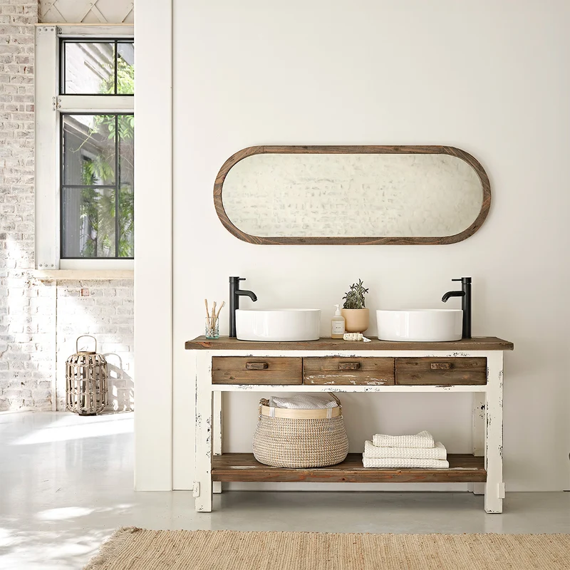 Mobile per lavabo in legno massello riciclato 150 cm