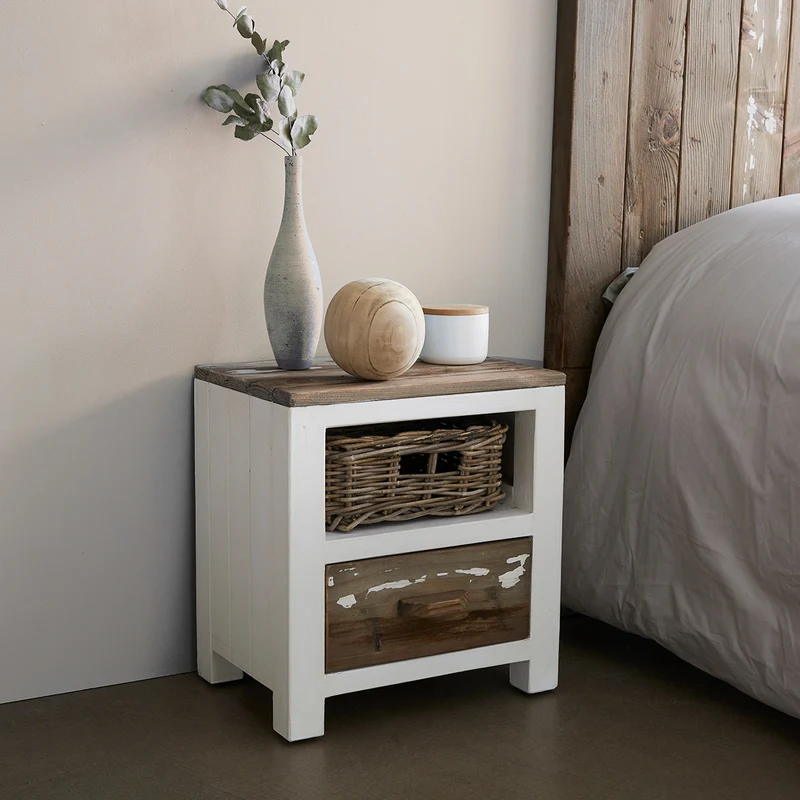 Comodino in legno massello riciclato 45 cm