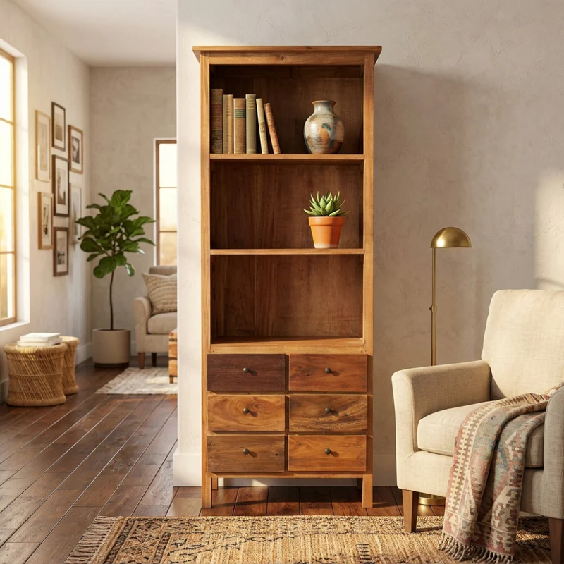 Libreria David con Cassetti in Stile Arte Povera