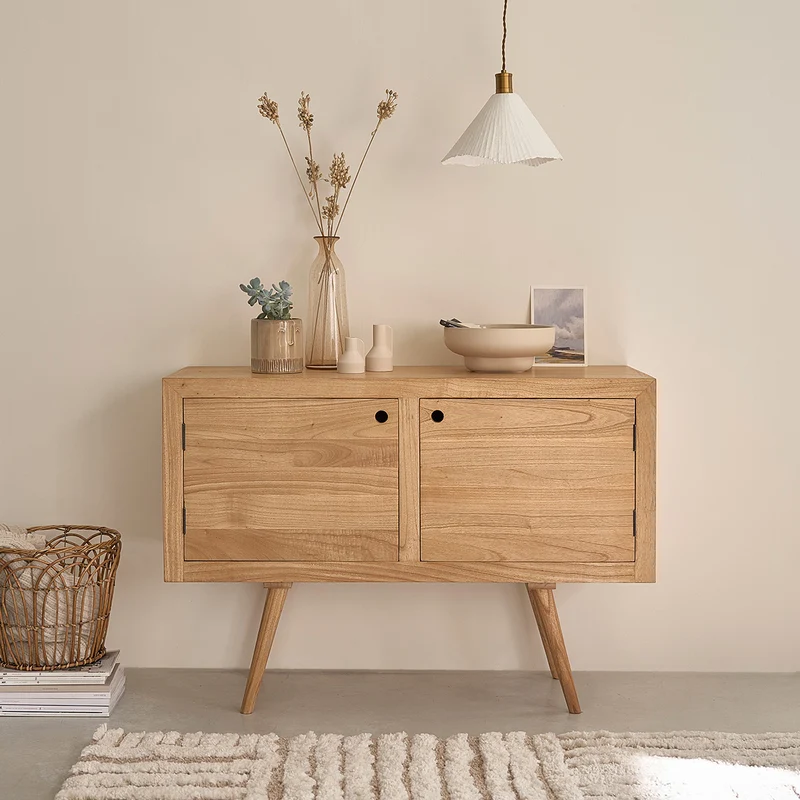 Cassettiera in mindi massello 120 cm