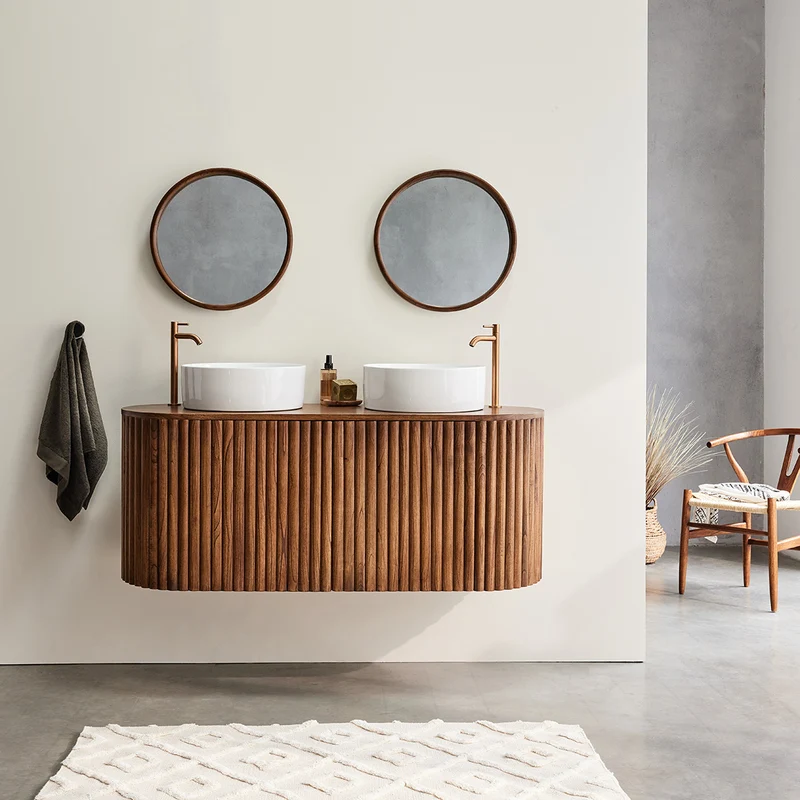 Mobile per lavabo sospeso in mindi massello 140 cm