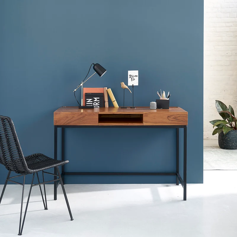 Scrivania in teak massello e metallo 120 cm