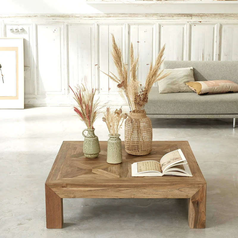 Tavolino in teak massello riciclato 100 cm