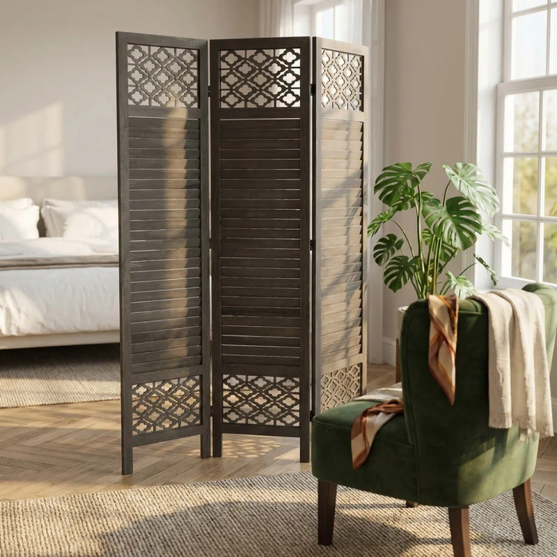 Separé Airton in Legno di Paulownia e Metallo