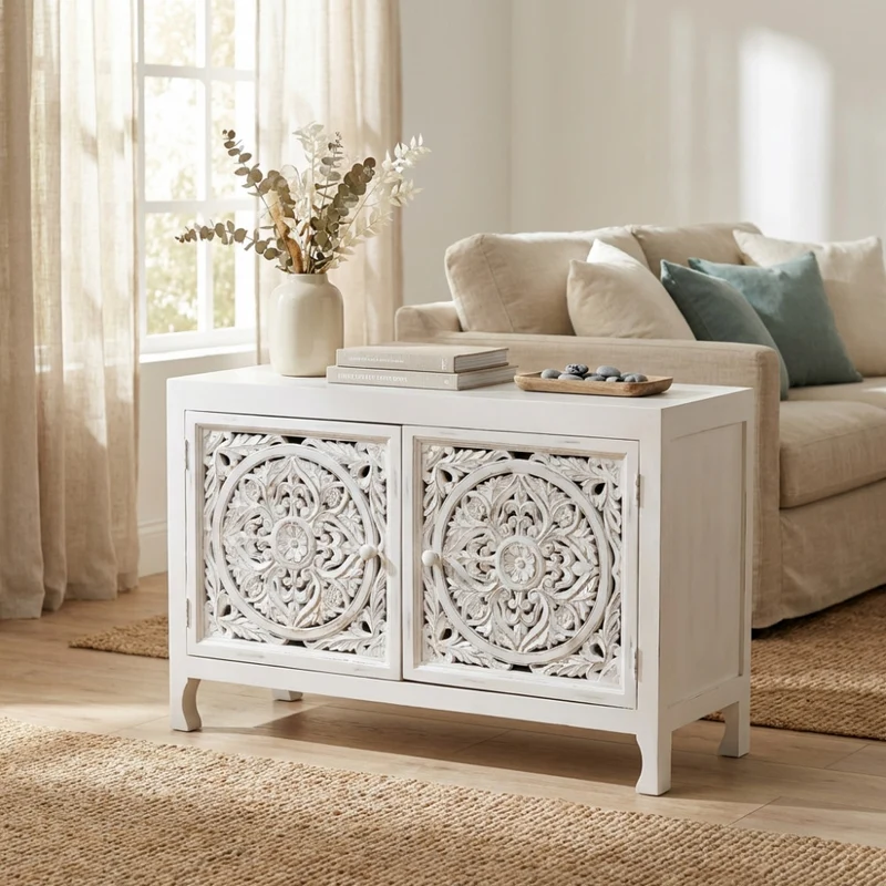 Credenza Holden in Legno di Mango Intagliato