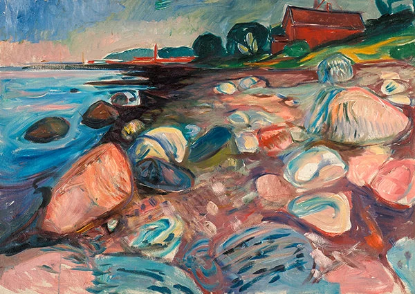 Spiaggia con casa rossa