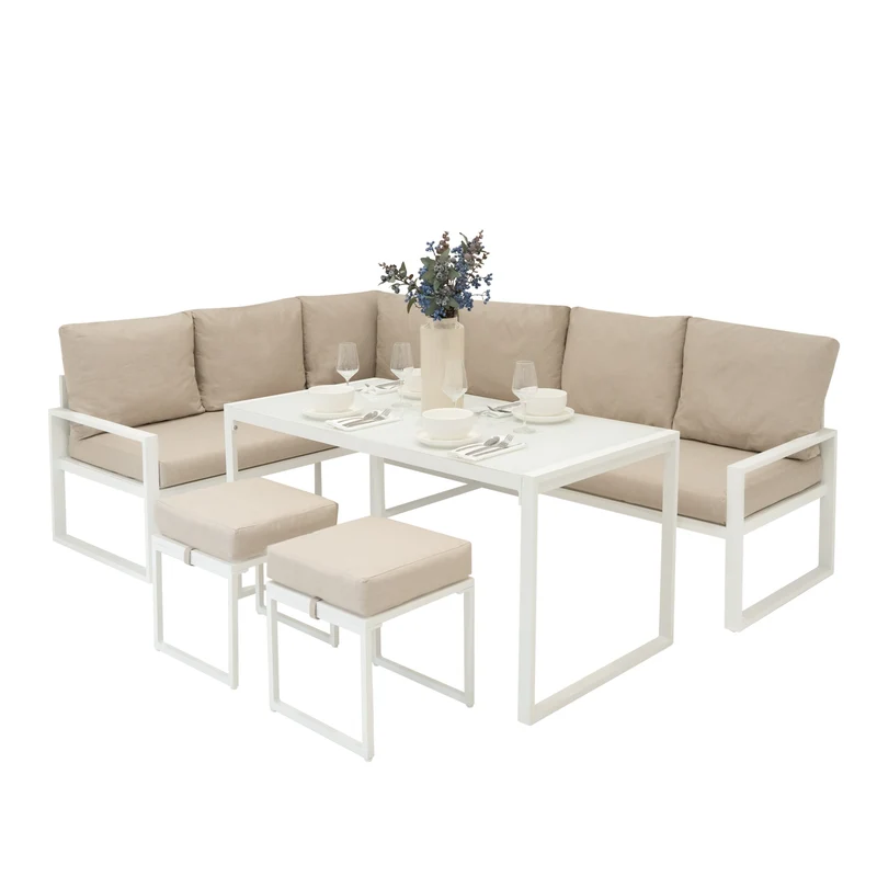 Set Divano Angolare in Alluminio - Bianco