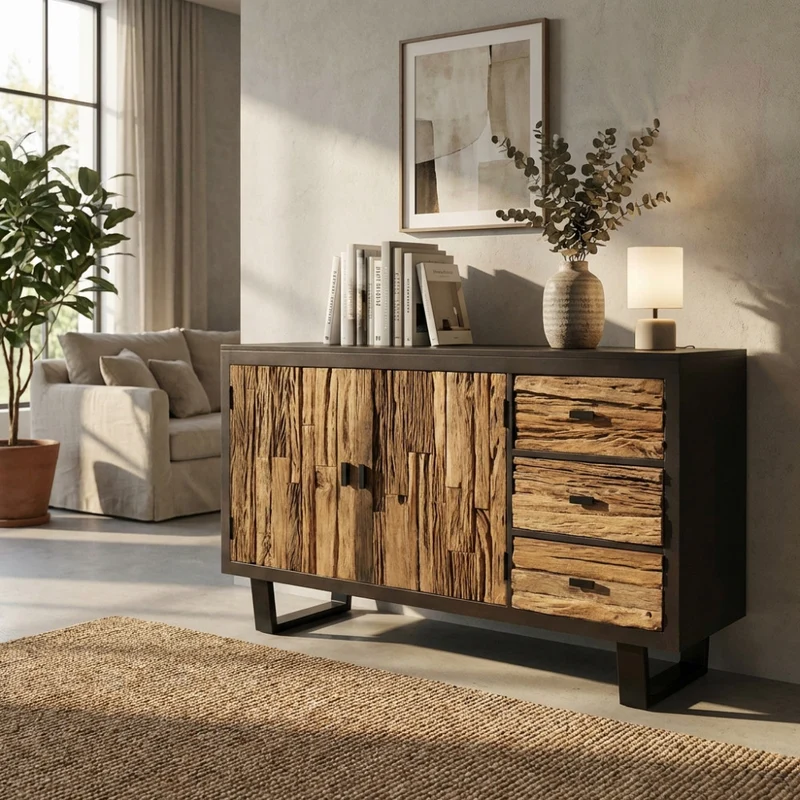 Credenza Zubin in Legno di Mango e Metallo