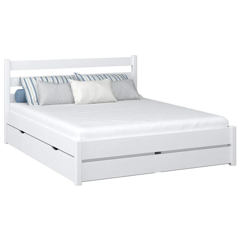 Letto matrimoniale in legno con cassetto N01 bianco