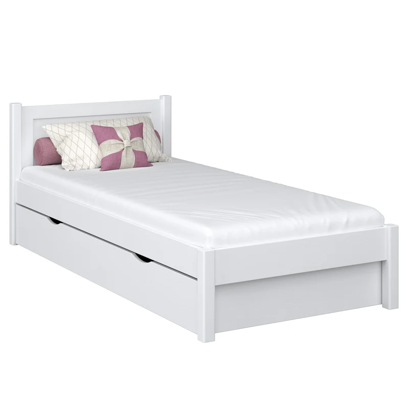 Letto singolo in legno con cassetto N02 bianco