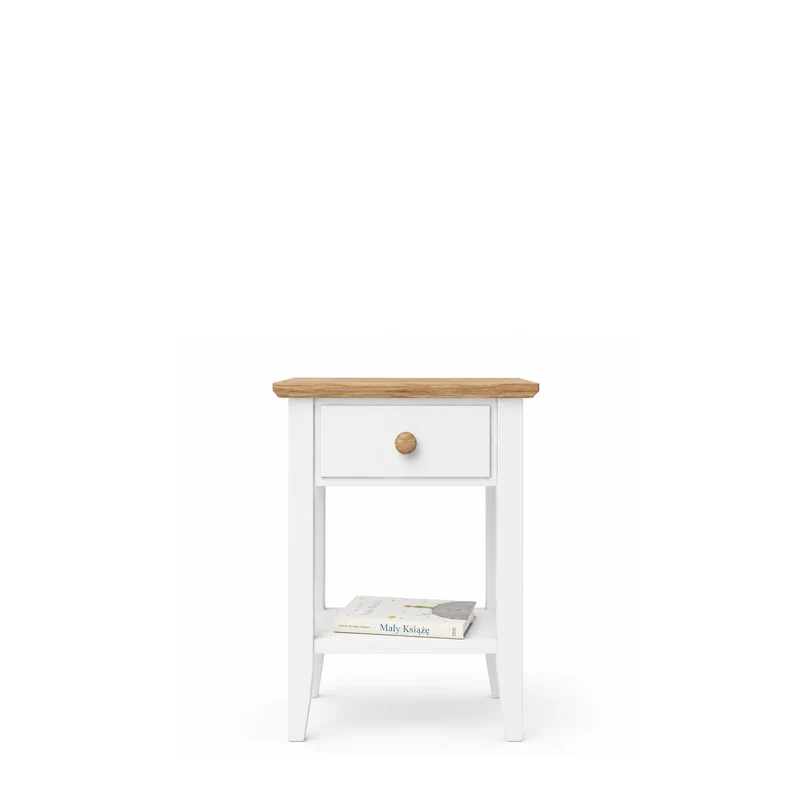 Comodino in legno 1S N01 Scandi bianco / rovere naturale
