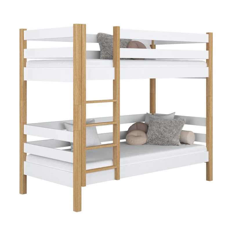 Letto a castello in legno N01 bianco / rovere
