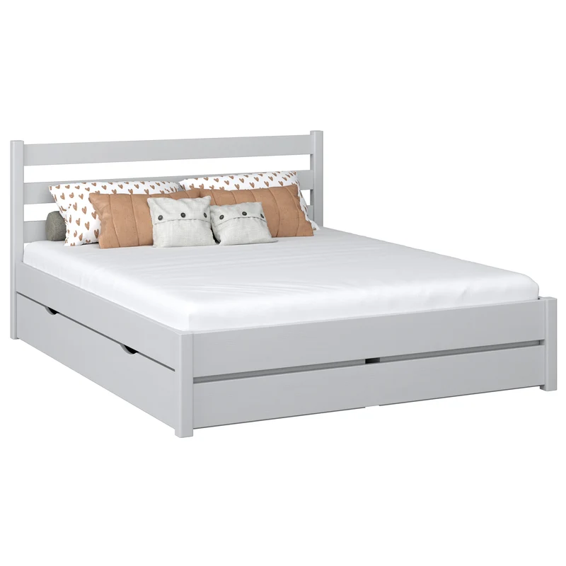 Letto matrimoniale in legno con cassetto N01 grigio cenere