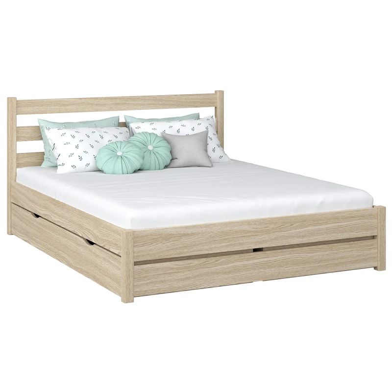 Letto matrimoniale in rovere con cassetto N01 rovere sbiancato