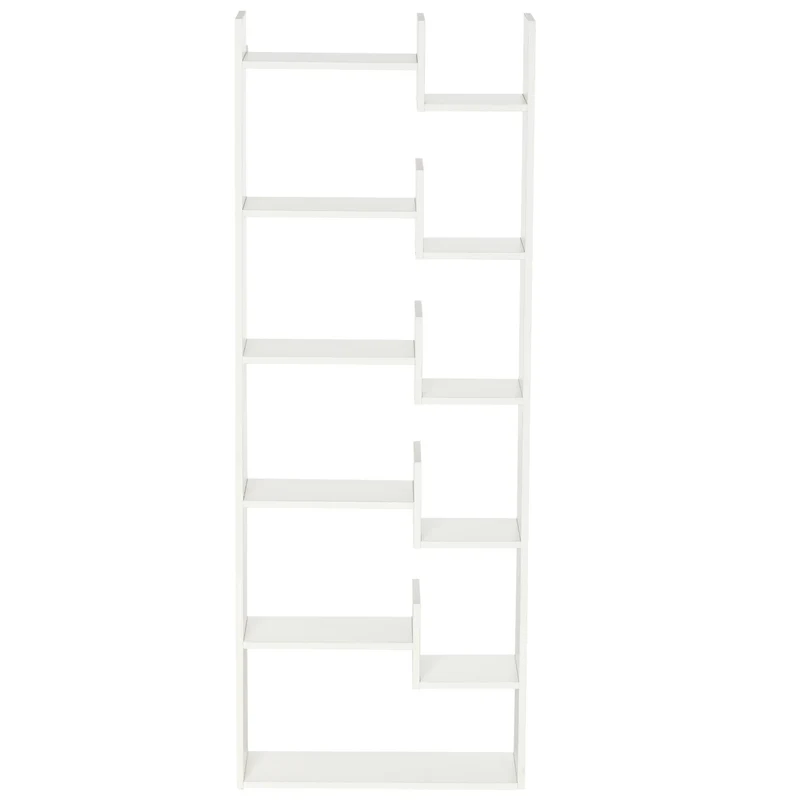 Easycomfort Libreria Moderna a 6 Livelli con 11 Scaffali Aperti per Studio e Soggiorno, 61x23x162.6 cm, Bianco
