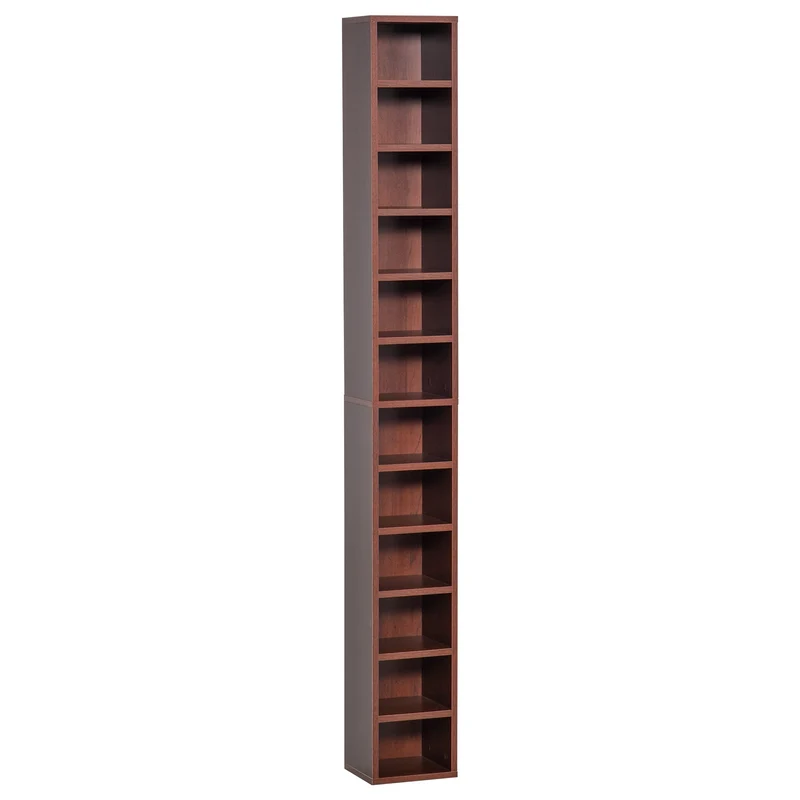 EasyComfort Mobiletto porta CD da Parete con Mensole semplice elegante funzionale in Legno mobile marrone 21 x 20 x 175cm