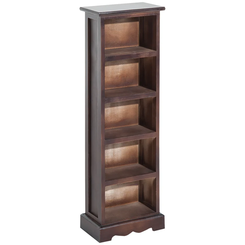 Easycomfort Mobiletto Scaffale Porta CD con 5 Ripiani di Archivazione in Legno Marrone 30x 17x 90cm