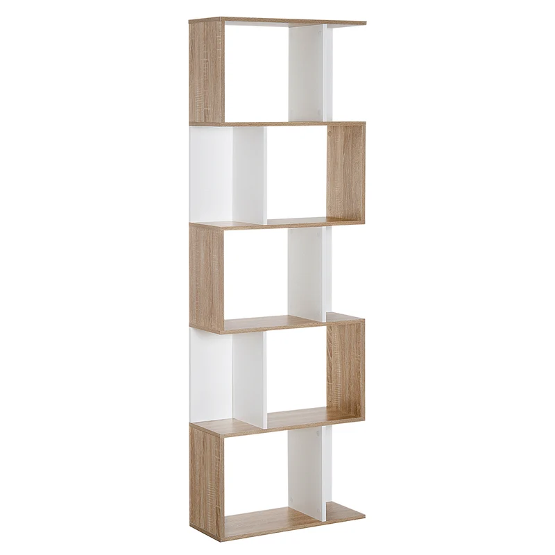 Easycomfort Libreria Moderna 5 Ripiani Pratici Finitura Eccellente, Superficie Liscia e a Prova di Umidità in Legno Truciolato Bianco 60×24×184.5cm