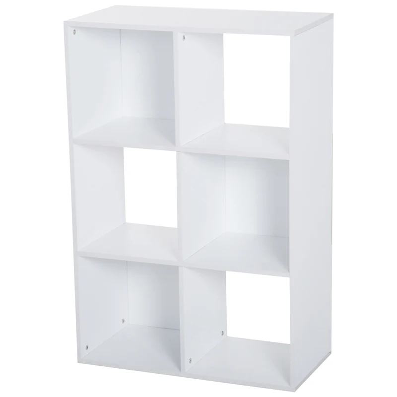 Easycomfort Libreria Bianca per Casa e Ufficio, Scaffale dal Design Moderno con 6 Scomparti in Legno, 91.5x29.5x61.5cm