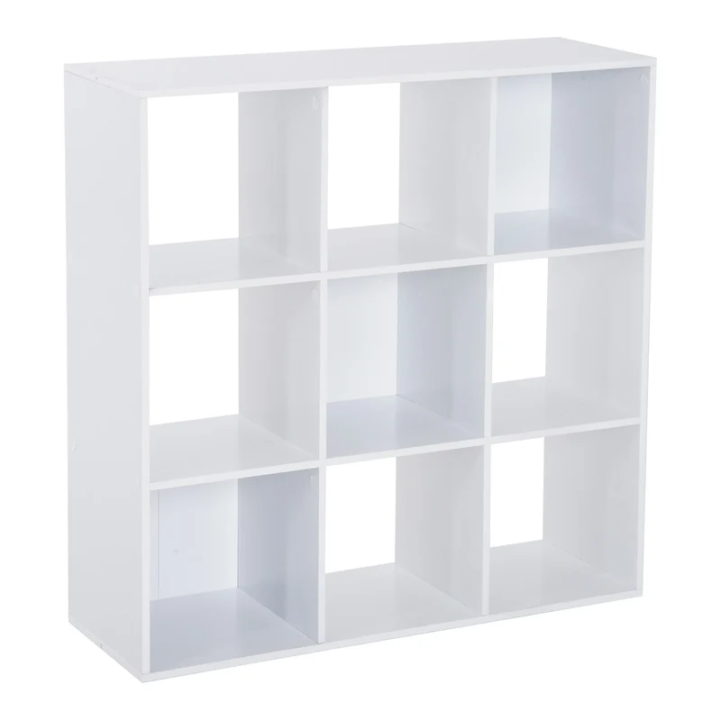 Easycomfort Libreria Bianca per Casa e Ufficio, Scaffale dal Design Moderno con 9 Scomparti in Legno, 91x29.5x91cm