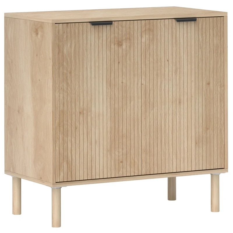 Madia Mobile Soggiorno Multiuso 78x40x77,5 cm Pannello a Doghe in Legno Rovere