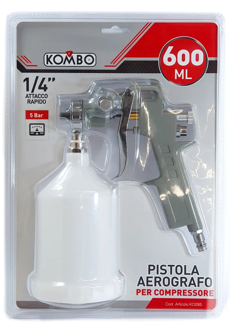 Pistola aerografo ugello da 1 a 5 mm , serbatoio da 600