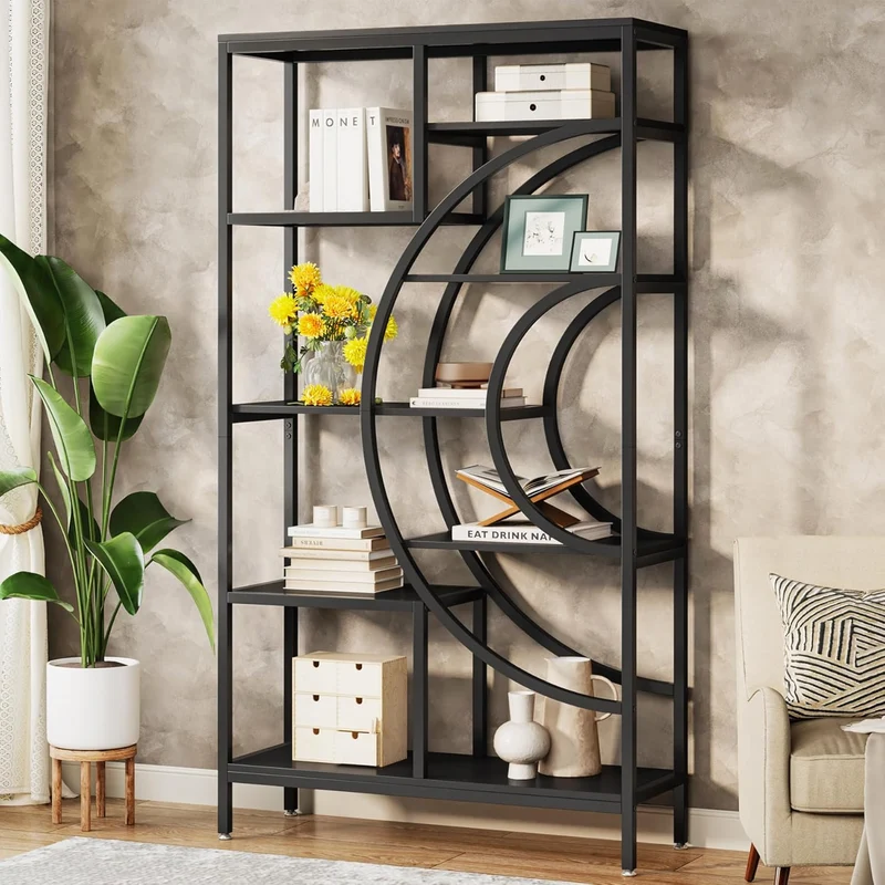 Tribesigns Libreria geometric, Libreria industrial a 8 ripiani Libreria scaffale rustica con struttura in metallo