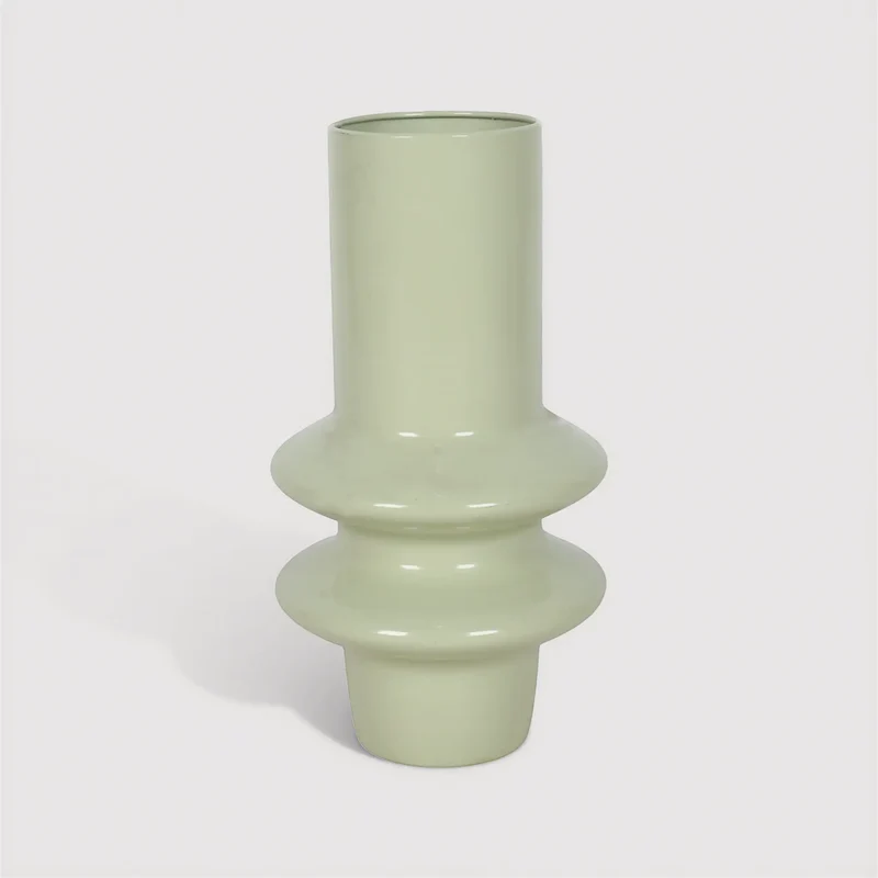 Lunara - Vaso per fiori da interno in metallo verde stile moderno