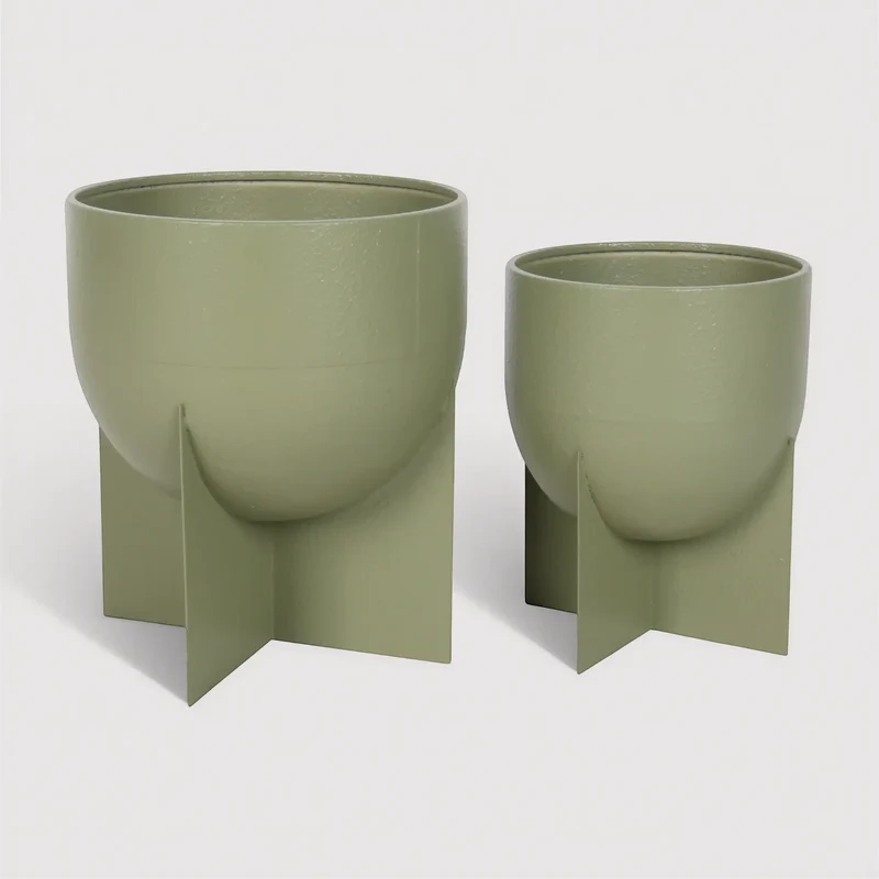 Silenea - Set 2 vasi per piante in metallo verde moderno