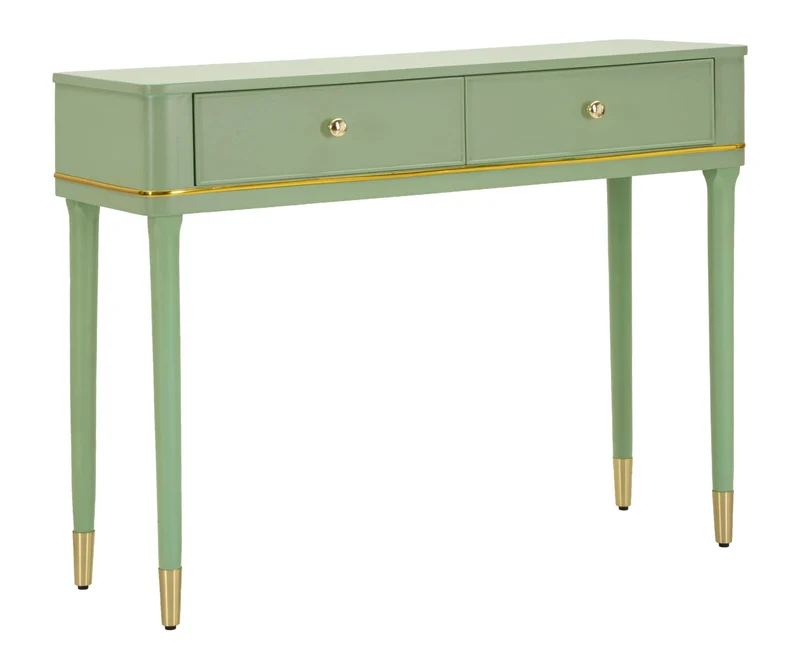 Console Camille Verde 101x37x78 cm in Pino e MDF e Ferro